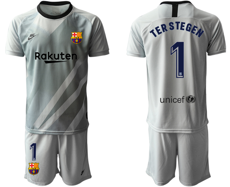 Men 2020-2021 club Barcelona grey goalkeeper #1 Soccer Jerseys1